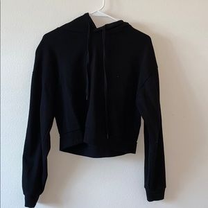 Reflective Black and yellow cropped hoodie